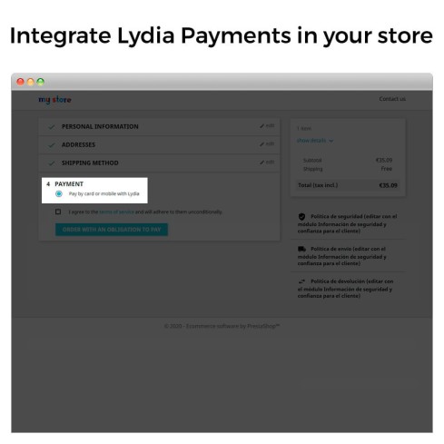 Lydia Payments (Sumeria) - Free and instant payments-Modul für PrestaShop