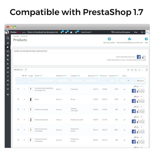 Módulo Comparte en Red Social desde el Backoffice para PrestaShop